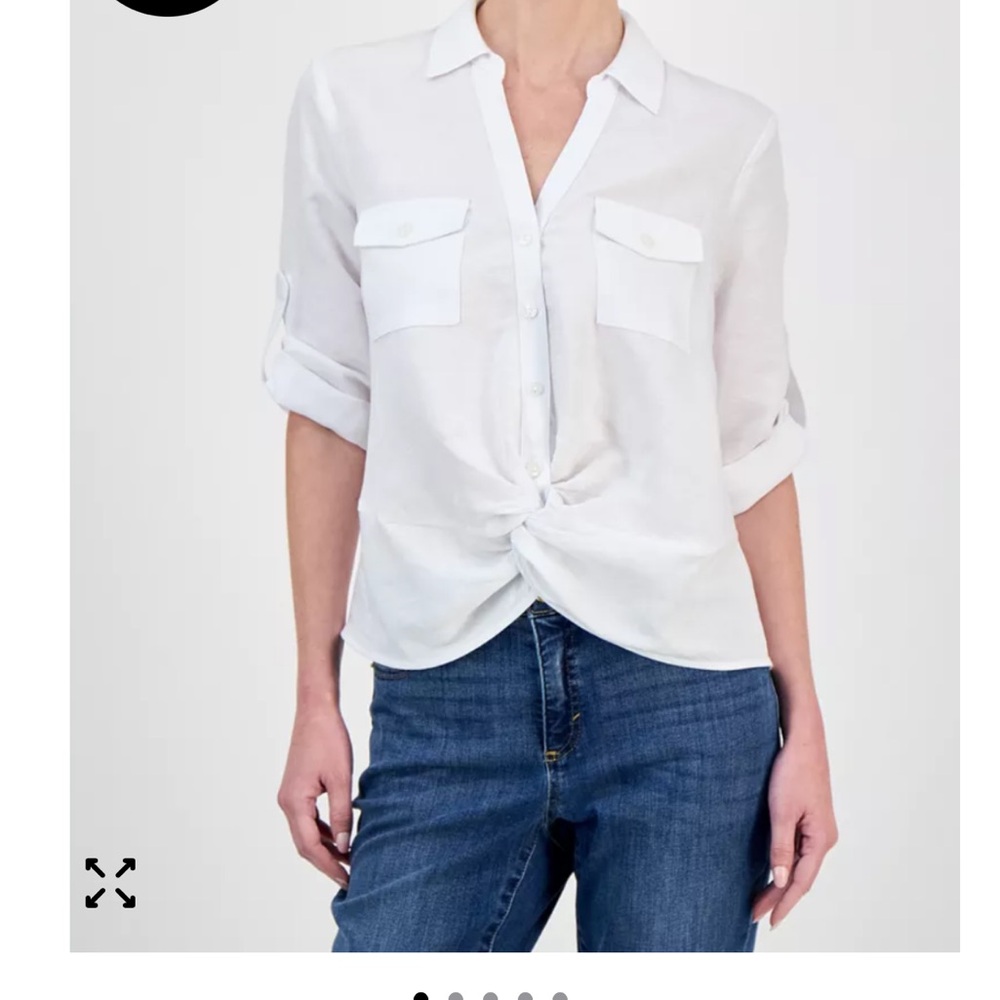 I.N.C. International Concepts
Women's Linen Twist-Hem Blouse semi-sheer